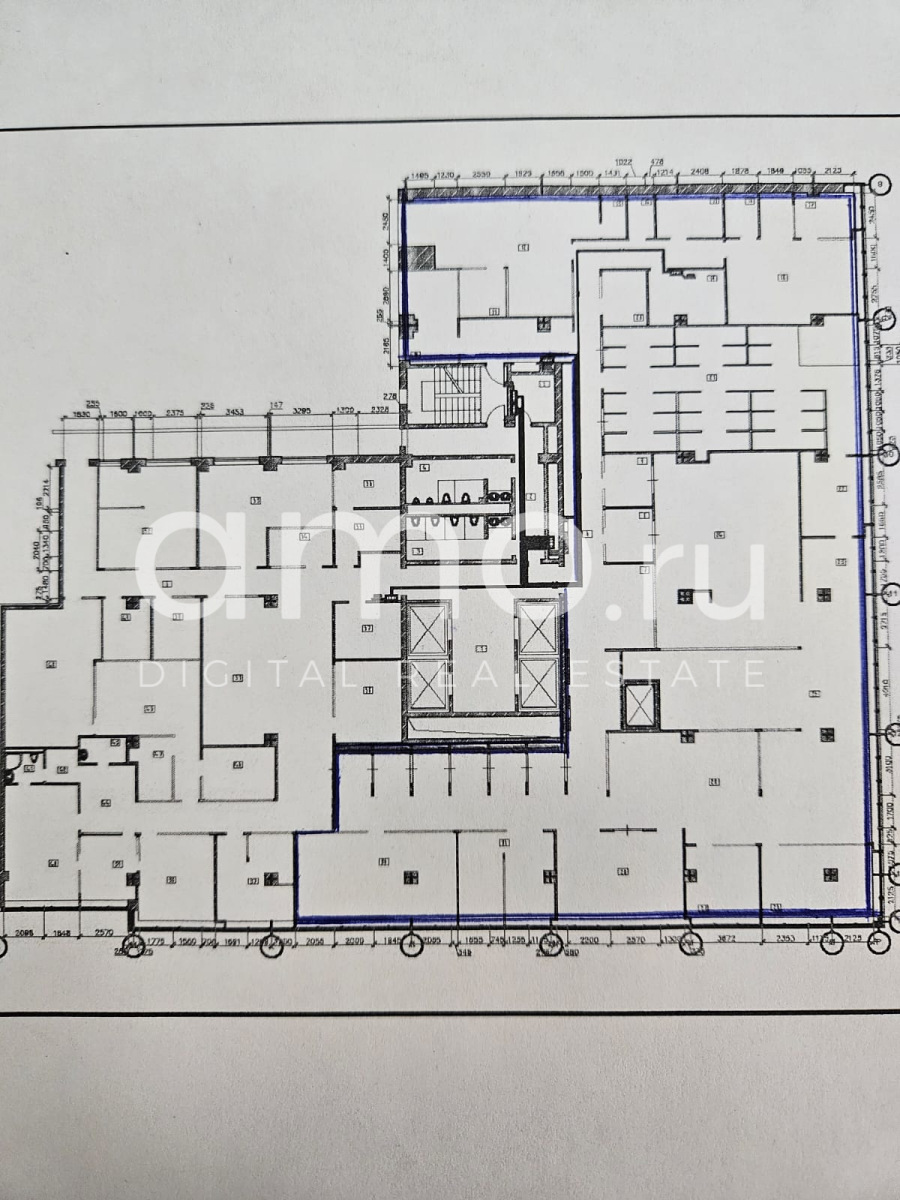 Планировка офиса 750 м², 5 этаж, БЦ «Кубик, секция А»